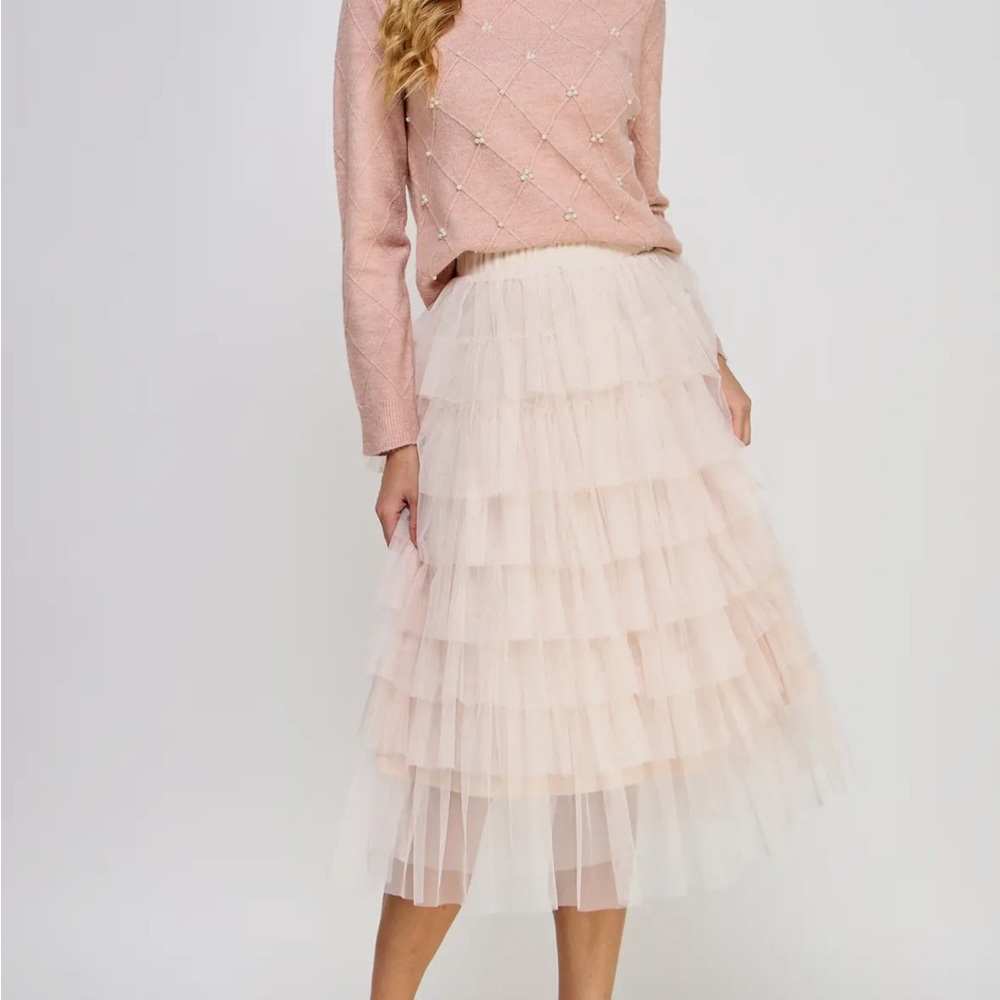Beautiful Pink Midi Tulle Skirt